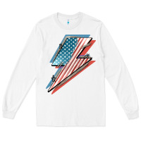White American flag lightning bolt 4th of july Long Sleeve Tee - FaDigitalArtStudio
