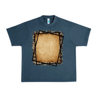 Midnight Navy Burlap and Leopard  Black Frame Urban Heavy Tee - CowCowDesign
