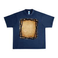 Navy Burlap and Leopard  Black Frame Urban Heavy Tee - CowCowDesign