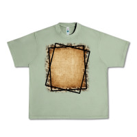 Oil Green Burlap and Leopard  Black Frame Urban Heavy Tee - CowCowDesign
