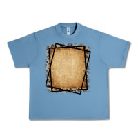 Pebble Blue Burlap and Leopard  Black Frame Urban Heavy Tee - CowCowDesign