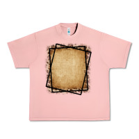 Salmon Burlap and Leopard  Black Frame Urban Heavy Tee - CowCowDesign