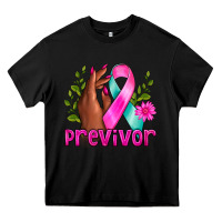Black Previvor Breast Cancer Heavy Core Tee - NancyCooperArtShop