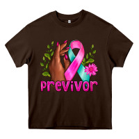 Chocolate Brown Previvor Breast Cancer Heavy Core Tee - NancyCooperArtShop