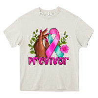 Cream Previvor Breast Cancer Heavy Core Tee - NancyCooperArtShop