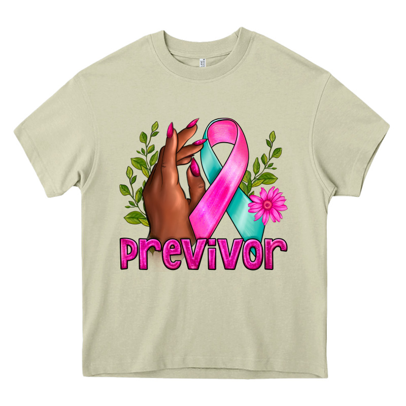 Previvor Breast Cancer Heavy Core Tee by NancyCooperArtShop | Teevron