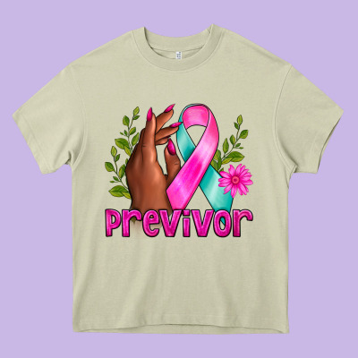 Previvor Breast Cancer Heavy Core Tee Designed By Nancycooperartshop