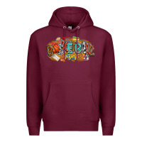Burgundy basketball vibes Premium Hoodie - CowhideDigitalArt