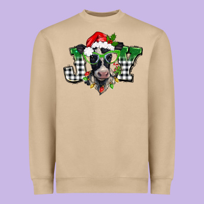 Christmas Joy Black And White Cow Heavyweight Sweatshirt Designed By Barkaloodesign