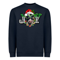 Navy Christmas joy black and white cow Heavyweight Sweatshirt - BarkalooDesign