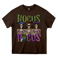 Chocolate Brown Hocus Pocus with Skeletons Heavy Core Tee - texasbilliewilder