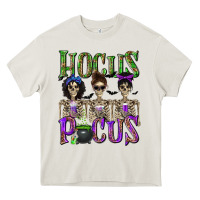 Cream Hocus Pocus with Skeletons Heavy Core Tee - texasbilliewilder