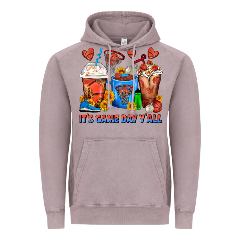It's Game Day Y'all Basketball Coffee Cups Vintage Hoodie by FaDigitalArtStudio | Teevron