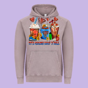 It's Game Day Y'all Basketball Coffee Cups Vintage Hoodie Designed By Fadigitalartstudio