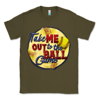 Army Green take me out to the ball game softball Classic Tee - CowGirlArtShop