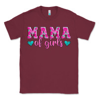 Burgundy mama of girls floral pattern turquoise heart Classic Tee - Jasminsmagicworld