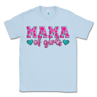 Dusty Blue mama of girls floral pattern turquoise heart Classic Tee - Jasminsmagicworld