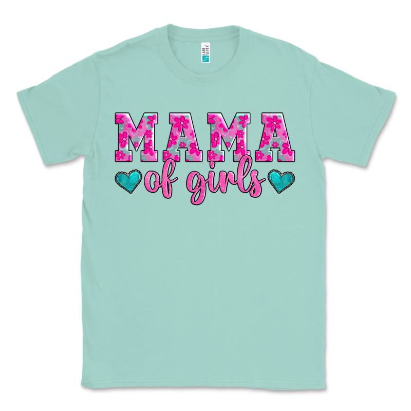 Mama Of Girls Floral Pattern Turquoise Heart Classic Tee by Jasminsmagicworld | Teevron