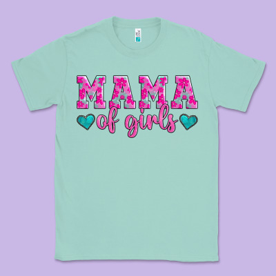 Mama Of Girls Floral Pattern Turquoise Heart Classic Tee Designed By Jasminsmagicworld
