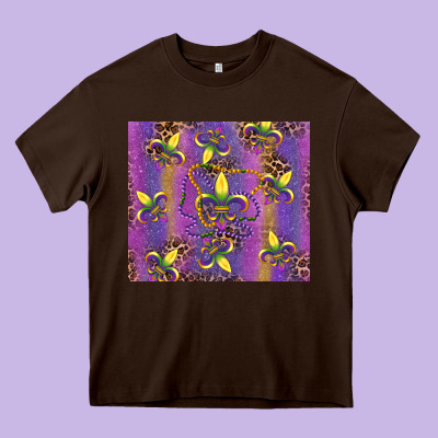 Mardi Gras Fleur De Lis Heavy Core Tee Designed By Ranaportraitstore
