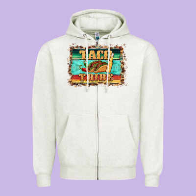 Taco Tribe Western Background Zipper Hoodie Designed By Barkaloodesign
