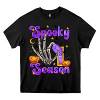 Black Spooky Season On Heavy Core Tee - texasbilliewilder