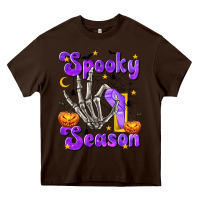 Chocolate Brown Spooky Season On Heavy Core Tee - texasbilliewilder