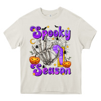 Cream Spooky Season On Heavy Core Tee - texasbilliewilder