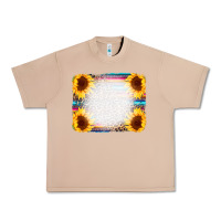Burro Serape Bleached Sunflowers Leopard Background Urban Heavy Tee - CowCowDesign