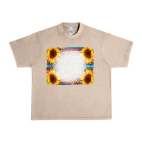 French Oak Serape Bleached Sunflowers Leopard Background Urban Heavy Tee - CowCowDesign