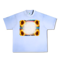 Grape Ice Serape Bleached Sunflowers Leopard Background Urban Heavy Tee - CowCowDesign