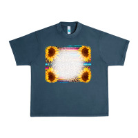 Midnight Navy Serape Bleached Sunflowers Leopard Background Urban Heavy Tee - CowCowDesign