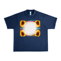 Navy Serape Bleached Sunflowers Leopard Background Urban Heavy Tee - CowCowDesign