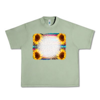 Oil Green Serape Bleached Sunflowers Leopard Background Urban Heavy Tee - CowCowDesign