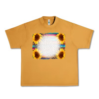 Peanut Butter Serape Bleached Sunflowers Leopard Background Urban Heavy Tee - CowCowDesign