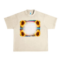 Sandshell Serape Bleached Sunflowers Leopard Background Urban Heavy Tee - CowCowDesign