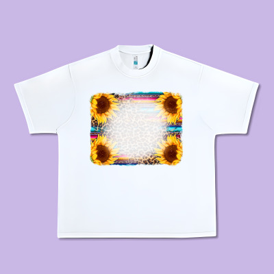 Serape Bleached Sunflowers Leopard Background Urban Heavy Tee Designed By Cowcowdesign