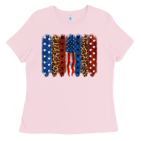 Bubblegum Pink back to blue brushstroke Ladies Tee - CowGirlArtShop