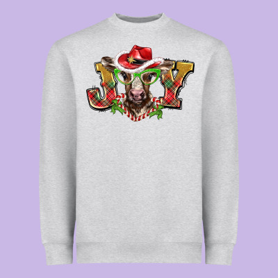 Christmas Joy Baby Cow Heavyweight Sweatshirt Designed By Barkaloodesign