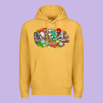 Baseball Vibes Premium Hoodie Designed By Cowhidedigitalart