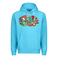 Ocean Blue baseball vibes Premium Hoodie - CowhideDigitalArt