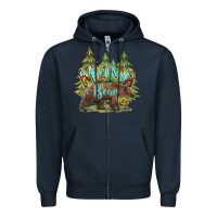 Navy mama bear trees Zipper Hoodie - BarkalooDesign