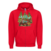Red mama bear trees Zipper Hoodie - BarkalooDesign