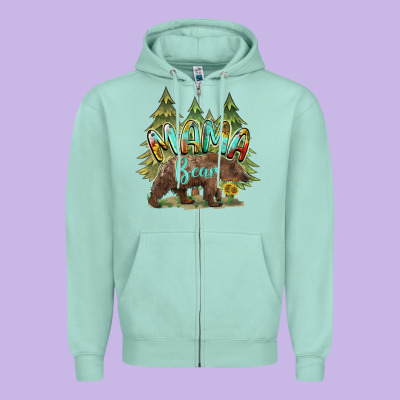 Mama Bear Trees Zipper Hoodie Designed By Barkaloodesign