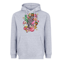Heather Grey pink christmas lightning bolt Heavyweight Hoodie - AdoDesignShop