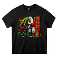 Black Christmas Character Nurse Heavy Core Tee - NancyCooperArtShop