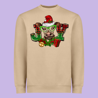 Christmas Joy Cow Heavyweight Sweatshirt Designed By Barkaloodesign