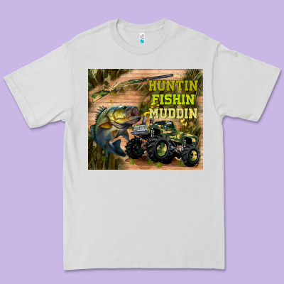 Huntin Fishin Muddin Premium Tee Designed By Tumblerdesignbyshophia