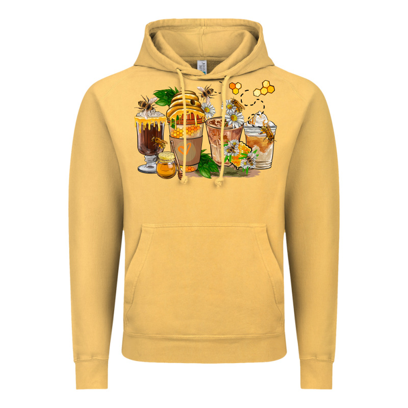 Honey Bee Coffee Cups Vintage Hoodie by FaDigitalArtStudio | Teevron