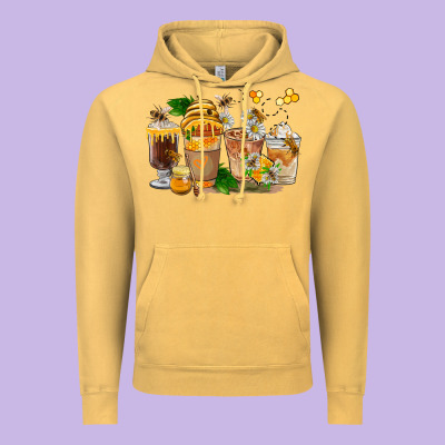 Honey Bee Coffee Cups Vintage Hoodie Designed By Fadigitalartstudio